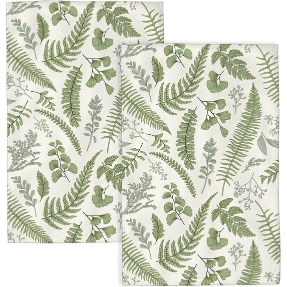 Sage Green Spring Kitchen Towels 18x26 Inch Vintage Leaf Plant Decor Dish Towels Tropical Botanical Leaves Seasonal Decoration Hand Towels Absorbent Dish Cloths for Home Kitchen Dining Set of 2