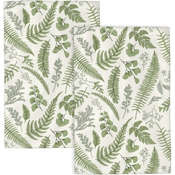 Sage Green Spring Kitchen Towels 18x26 Inch Vintage Leaf Plant Decor Dish Towels Tropical Botanical Leaves Seasonal Decoration Hand Towels Absorbent Dish Cloths for Home Kitchen Dining Set of 2