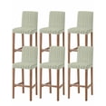 thumbnail image 1 of Sage Green Spring Leaves Bar Stool Covers Set of 6, Pastoral Botanical Striped Flowers Stretch Bar Chair Covers with Backs, Removable Pub Counter Height Chair Cover for Kitchen Dining Room Cafe, 1 of 7