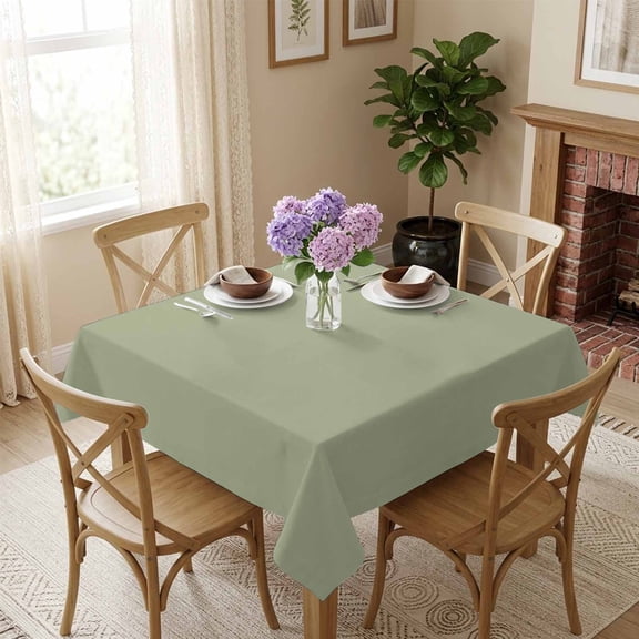 Sage Green Square Tablecloth 60x60 Inch Spring Green Solid Color Waterproof Polyester Tablecloth for Dining Table, Washable Table Cover for Kitchen Dining Room Wedding Decoration,Stain Resistant