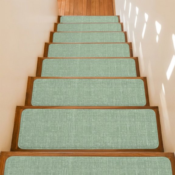 Sage Green Stair Treads Non Slip for Steps Abstract Modern Farmhouse Solid Color 4 Pcs Reusable Adhesive Stair Runner Mats for Dogs Elders Carpet Treads Rugs for Staircase 8x30 In