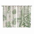 thumbnail image 1 of Sage Green Starfish Kitchen Curtains 63 Inch Length, Coastal Nautical Seahorse Conch Grommet Top Bedroom Living Room Curtains, Light Filtering Cafe Curtain Drapes 2 Panels Set 104''x63'', 1 of 9