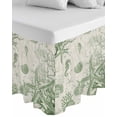 thumbnail image 1 of Sage Green Starfish Wrap Around Bed Skirts for California King Bed 16" Drop,Bed Skirt with Adjustable Elastic Belt Dust Ruffle Bed Valance for Bedroom Coastal Nautical Seahorse Conch Bed Frame Cover, 1 of 7