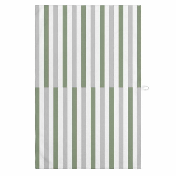 Sage Green Stripe 1 Pack Kitchen Towel, Water Absorbent Dish Towel, Geometric Grey White Vertical Striped Decorative Hand Towels - Quick Drying Cloth for Cooking Baking, 18x28 Inch
