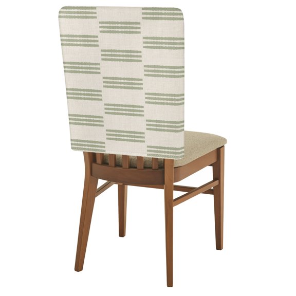 Sage Green Stripe Chair Back Covers Set of 4 Country Vintage Boho Minimalist Horizontal Lines Removable Dining Chair Slipcovers Washable Seat Protector for Restaurant Party Banquet Kichen Decor