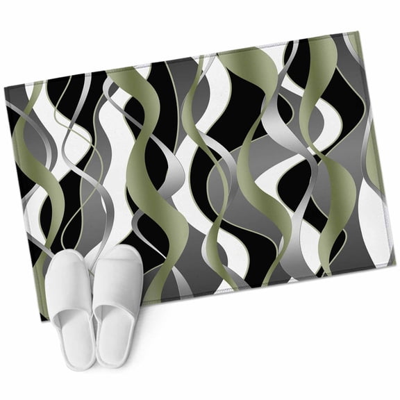 Sage Green Stripe Large Area Rugs for Bedroom Living Room, Soft Non Slip Carpet Bedside Rug, Grey White Geometric Modern Abstract Rectangular Floor Cover Kitchen Accent Rug 2'x3' for Office