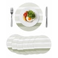 thumbnail image 1 of Sage Green Stripe Round 13 Inch Placemats Set of 6, Modern Rustic Horizontal Green Striped HeatResistant Non Slip Place Mats for Dining Table, Wipeable Braided Kitchen Table Mats for Housewarming, 1 of 9