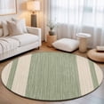 thumbnail image 1 of Sage Green Stripe Round Living Room Rugs 7 ft, Modern Geometric Classic Linear Slub Fabric Texture Washable Area Rug with Non-Slip Sturdy Edge Binding Round Carpet for Kitchen Office Bedroom, 1 of 9