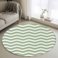thumbnail image 1 of Sage Green Stripe Round Rugs 3.3ft, Farmhouse Striped Modern Waves Moires Non Slip Washable Rug Runner, Low Pile Indoor Floor Carpet Mat Bathroom Rugs for Living Room, Bedroom, Kids Room, 1 of 9