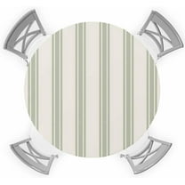Sage Green Stripe Round Tablecloth Fitted Table Cover, Retro Farmhouse Geometric Beige Striped Elastic Tablecloths Waterproof Outdoor Indoor Stretch Cloth Tablecover for Dinner, Party, Shower, 45-52IN