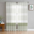 thumbnail image 1 of Sage Green Stripe Semi Sheer Curtains 63 Inch Length 2 Panels Set, Modern Rustic Horizontal Green Striped Sheer Kitchen Curtain Privacy Voile Window Curtain for Living Room Bedroom Rod Pocket Drapes, 1 of 7