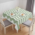 thumbnail image 1 of Sage Green Stripe Table Cloth Waterproof Tablecloths, Farmhouse Striped Modern Waves Moires Tablecloth Dining Table Cover for Kitchen Party Tabletop Outdoor, Square Tablecloth 60x60 Inch, 1 of 9