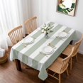 thumbnail image 1 of Sage Green Stripe Table Cloth Waterproof Tablecloths, Modern Simple Geometric White Striped Tablecloth Dining Table Cover for Kitchen Party Tabletop Outdoor, Rectangle Tablecloth 60x102 Inch, 1 of 9