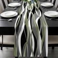thumbnail image 1 of Sage Green Stripe Table Runner 120 Inches Long, Grey White Geometric Modern Abstract Kitchen Coffee Dining Table Decoration for Home Party Birthday Wedding Home Decor 13x120 Inches, 1 of 8