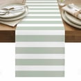 thumbnail image 1 of Sage Green Stripe Table Runner - 36 Inch Long, Kitchen Dining Table Runner Dresser Scarves, Modern Simple Geometric White Striped Farmhouse Decor for Coffee Tables Wedding Party Banquet, 1 of 8