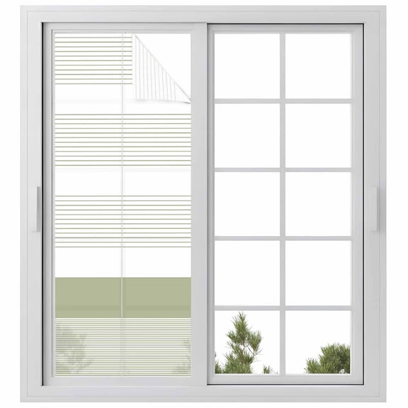 Sage Green Stripe Window Privacy Film, Modern Rustic Horizontal Green Striped Static Cling UV Sun Blocking Heat Control Window Tint, Non-Adhesive One Way Windows Privacy Cover 23.6''x59''
