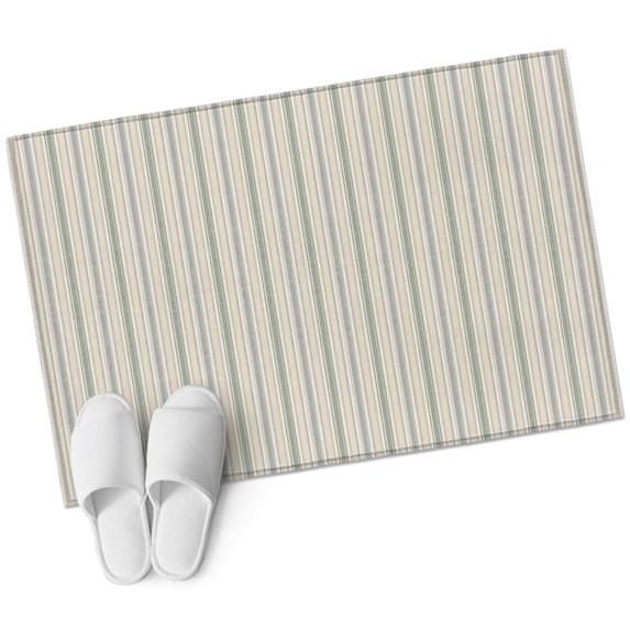 Sage Green Striped Bathroom Rug Washable 2x3 Entryway Rug Non Slip Modern Boho Vertical Stripes Beige Front Door Mat Low Pile Indoor Doormat Throw Floor Carpet for Kitchen Bedroom Entrance