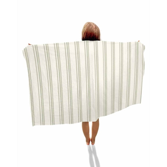 Sage Green Striped Beach Towels Oversized Super Absorbent, Modern Farmhouse Green Stripes Lightweight Bath Towel Quick Dry Sets For Bathroom/Pool/Rv Camping/Beach Play/Gym Room/Picnic 23"x47"