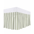 thumbnail image 1 of Sage Green Striped Bed Skirt King Size, Modern Farmhouse Sage Green White Stripes Wrap Around Bed Skirting with Adjustable Elastic Strap, Dust Ruffled Pleated Bedskirts 18 Inch Drop for Bedroom Beds, 1 of 9