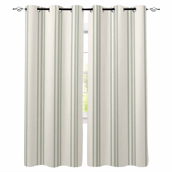 Sage Green Striped Blackout Curtains for Bedroom Living Room Darkening Curtains 90 Inch Modern Farmhouse Green Stripes Black Out Window Curtain Privacy Window Treatment Grommet Drapes 52"x90"x2