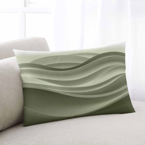 Sage Green Striped Body Pillow Cover, Pillowcase Protectors with Zipper, Breathable Decorative Throw Pillow Case Cover, Modern Abstract Art Wave Moire Gradient Pillow Shams for Couch Sofa 24x36Inch