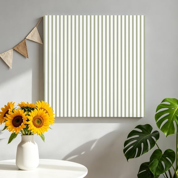 Sage Green Striped Canvas Wall Art, Modern Stripes Farmhouse Rustic Simple Framed Canvas Wall Decor Picture Print Artwork Decorations for Living Room Office Ready to Hang 10" x 10"