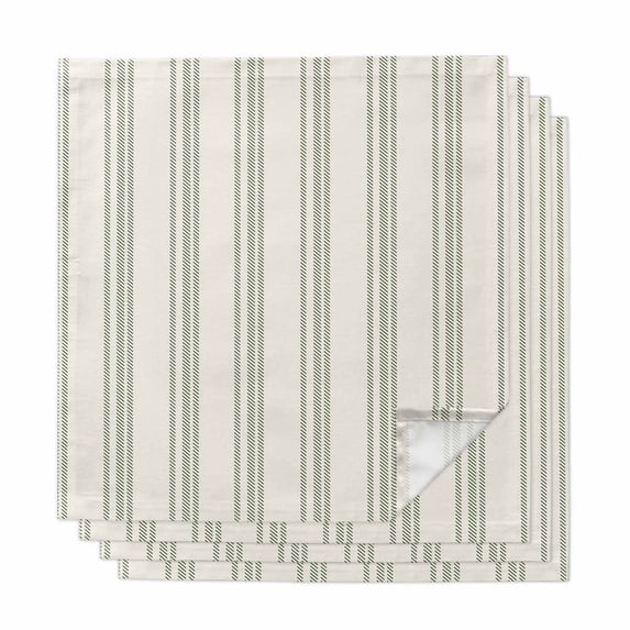 Sage Green Striped Cloth Napkins, Modern Farmhouse Green Stripes Washable and Reusable Dinner Napkins Set of 4, Table Napkin for Kitchen Party Birthday Wedding Hotel Housewarming 20"x20"