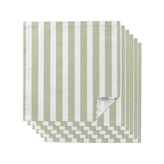 Sage Green Striped Cloth Napkins Washable Set of 6,Modern Farmhouse Sage Green White Stripes Reusable Dinner Table Napkins Cloth Bulk for Weddings Kitchen Restaurants Hotel Events Party 20 x 20 Inch