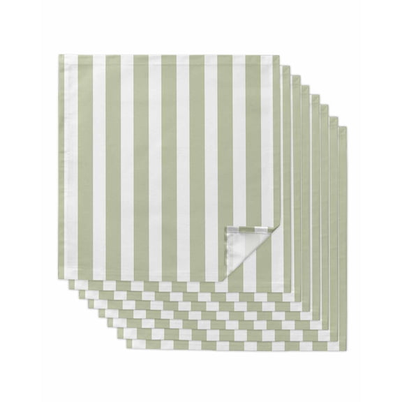 Sage Green Striped Cloth Napkins Washable Set of 8,Modern Farmhouse Sage Green White Stripes Reusable Dinner Table Napkins Cloth Bulk for Weddings Kitchen Restaurants Hotel Events Party 20 x 20 Inch