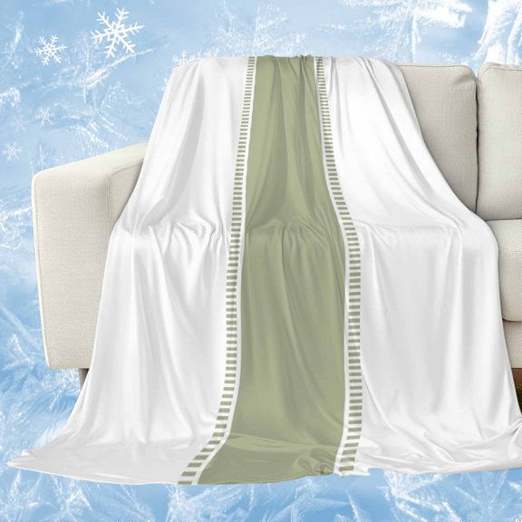 Sage Green Striped Cooling Blanket for Hot Sleepers, Soft Breathable Cool Summer Blanket for Night Sweats, Modern Geometric Abstract Art Lightweight Ice Silk Bed Throw Blankets All Season 50"x60"