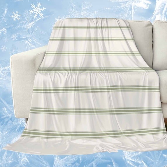 Sage Green Striped Cooling Blanket,Lightweight Breathable Summer Throw Blanket with Double Sided Cold Effect,Rustic Green Stripe Modern Art Beige Picnic Blankets Bed Sheet for Hot Sleepers 40"x60"