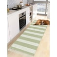 thumbnail image 1 of Sage Green Striped Entryway Runner Rug 2x4ft,Modern Farmhouse Sage Green White Stripes Washable Woven Living Room Hallway Bedroom Kitchen Carpet with Tassels,Indoor Outdoor Door Mat for Entryway, 1 of 5