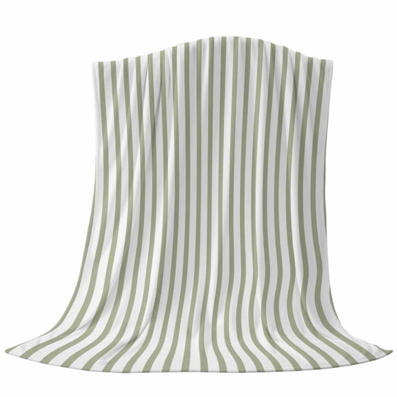 Sage Green Striped Fleece Throw Blanket Modern Stripes Farmhouse Rustic Simple Ultra Soft Fuzzy Cozy Flannel Throw Blanket for Couch Sofa Bed Car Travel, Ideal Gifts 40x50 Inches