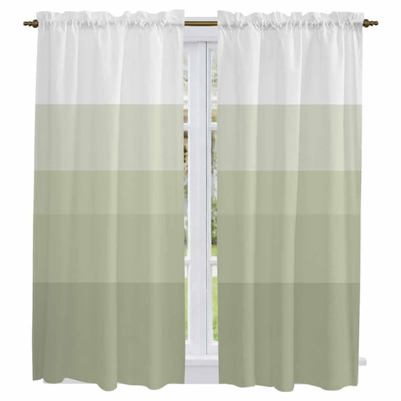 Sage Green Striped Kitchen Curtains 63 Inch Length, Modern Farmhouse Stripes Modern Art Elegant Tiers Curtains for Living Room Berdoom, Light Filtering Drapes Window Treatment 2 Panels 42"Wx63"L