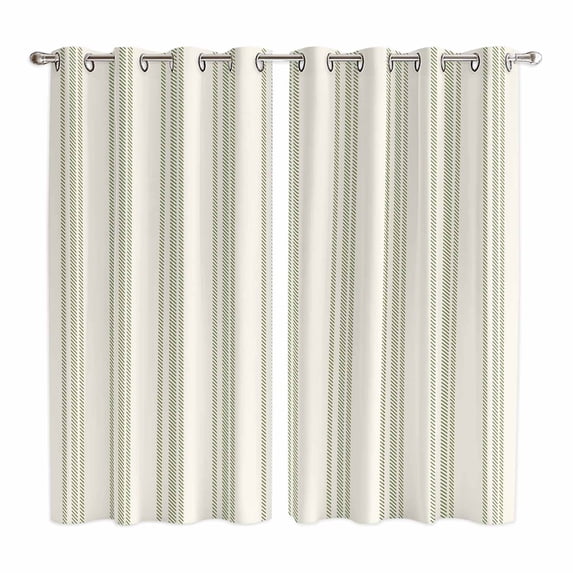 Sage Green Striped Kitchen Curtains 84 Inch Length, Modern Farmhouse Green Stripes Grommet Top Bedroom Living Room Curtains, Light Filtering Cafe Curtain Drapes 2 Panels Set 104''x84''