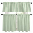 thumbnail image 1 of Sage Green Striped Kitchen Curtains Sets for Windows 24 Inch Length, Modern Simple Farmhouse Beige Rod Pocket Window Treatments Tier Curtains and Valances Set for Bedroom/Bathroom, 1 of 8