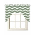 thumbnail image 1 of Sage Green Striped Kitchen Curtains Swag Valance for Windows/Bathroom/Cafe, Modern Waves Abstract Water Ripple Rod Pocket Drape Panel Swag Curtain Valance for Bedroom/Living Room 55''x36'', 1 of 6