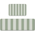 thumbnail image 1 of Sage Green Striped Kitchen Rug Set 2 Pieces Modern Comfort Standing Floor Mats Absorbent Washable Doormat Anti Fatigue Non-Slip Chef Sink Runner Rugs Soft Area Carpet For Bedroom Living Room, 1 of 6