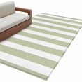 thumbnail image 1 of Sage Green Striped Large Area Rugs for Bedroom Living Room, Soft Non Slip Carpet Bedside Rug, Modern Farmhouse Sage Green White Stripes Rectangular Floor Cover Kitchen Accent Rug 4'x6' for Office, 1 of 9