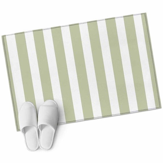 Sage Green Striped Large Area Rugs for Bedroom Living Room, Soft Non Slip Carpet Bedside Rug, Modern Farmhouse Sage Green White Stripes Rectangular Floor Cover Kitchen Accent Rug 2'x3' for Office
