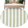 thumbnail image 1 of Sage Green Striped Large Area Rugs for Bedroom Living Room, Soft Non Slip Carpet Bedside Rug, Modern Farmhouse Sage Green White Stripes Round Floor Cover Kitchen Accent Rug 6' for Dining Room/Office, 1 of 9