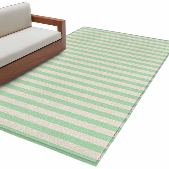 Sage Green Striped Large Area Rugs for Bedroom Living Room, Soft Non Slip Carpet Bedside Rug, Modern Simple Farmhouse Beige Rectangular Floor Cover Kitchen Accent Rug 2.7'x5' for Dining Room/Office