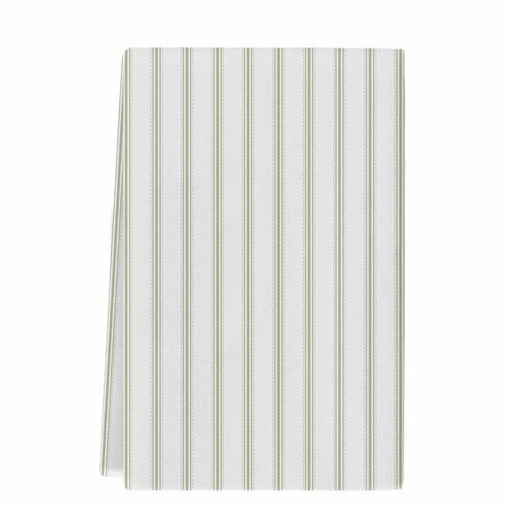 Sage Green Striped Microfiber Kitchen Towel, Sage Green White Stripes Farmhouse Soft Absorbent Dish Towels, Quick Drying Washable Dishcloths for Kitchen Cleaning, Drying Dishes, 18x28 Inches