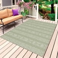 thumbnail image 1 of Sage Green Striped Outdoor Rug for Patio/Deck/Porch, Non-Slip Large Area Rug 3 x 5 Ft, Modern Abstract Art Geometric Stripes Indoor Outdoor Rugs Washable Area Rugs, Camping Rug Carpet Runner, 1 of 8