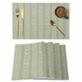 thumbnail image 1 of Sage Green Striped Placemats Set of 4, Modern Abstract Art Geometric Stripes Placemats for Dining Table, Place Mats for Kitchen Tabletop, Waterproof Wipeable Dining Table Mats Set, 1 of 9