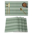 thumbnail image 1 of Sage Green Striped Placemats Set of 6 Modern Minimalist Layered Stripes Place Mats Indoor Wipeable Table Mats Washable Cloth Dining Table Placemats for Kitchen Holiday Party Home Decor 13x19 Inch, 1 of 9