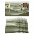 thumbnail image 1 of Sage Green Striped Placemats Set of 8, Modern Abstract Art Wave Moire Gradient Placemats for Dining Table, Place Mats for Kitchen Tabletop, Waterproof Wipeable Dining Table Mats Set, 1 of 9