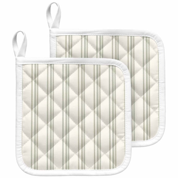 Sage Green Striped Pot Holders for Kitchen Heatproof Potholder, 2 Pack Modern Farmhouse Green Stripes Hot Pads Multipurpose Oven Pads Cloth Potholders Trivet for Cooking and Baking