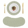 thumbnail image 1 of Sage Green Striped Round 13 Inch Placemats Set of 8, Modern Abstract Art Geometric Stripes HeatResistant Non Slip Place Mats for Dining Table, Wipeable Braided Kitchen Table Mats for Housewarming, 1 of 9