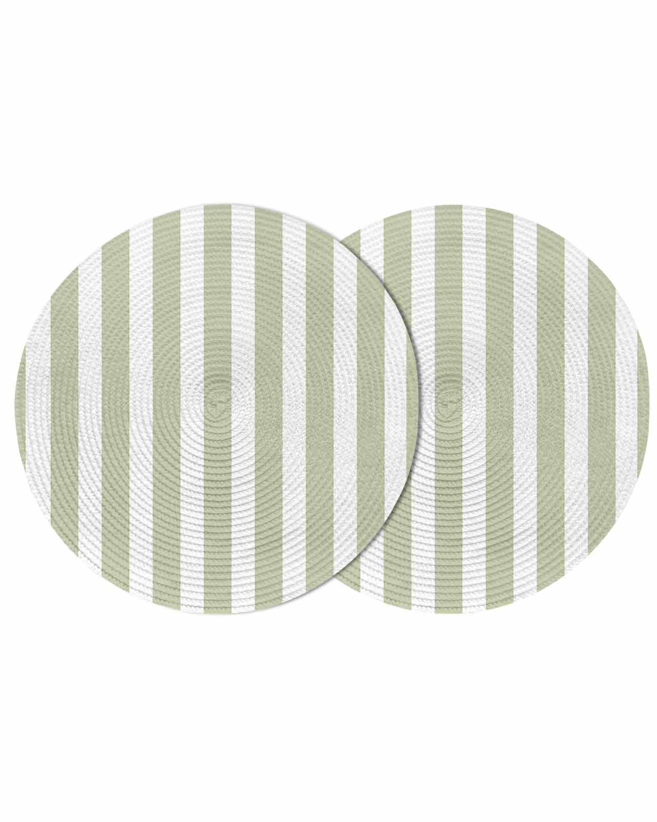 Sage Green Striped Round Placemats Set of 2 for Dinning Tables,Heat ...